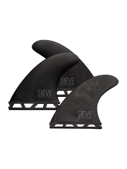 Sustainable Thruster Fins - Futures - recycled Carbon by Sieve, color: Black, picture all sides 